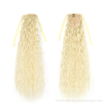 Hot Selling High Quality Long Straight Clip In Hair Tail False Hair Ponytail Hairpiece Wrap Around  Synthetic Hair Extension